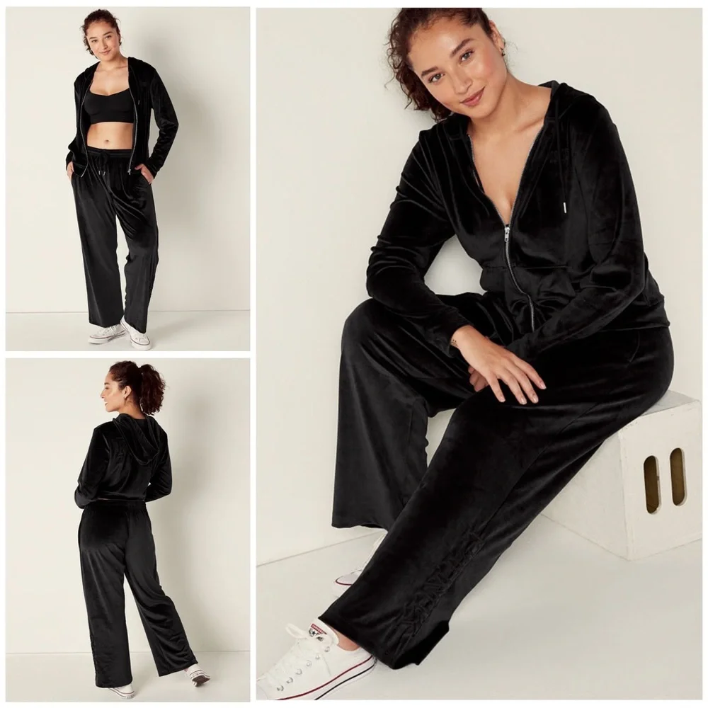 Victoria’s Secret PINK Everyday Lounge Velour Boyfriend Pant Embroidered Logo